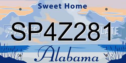 SP4Z281 Alabama License Plate