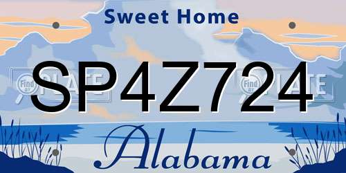 SP4Z724 Alabama License Plate