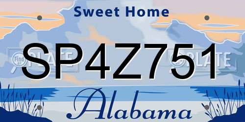 SP4Z751 Alabama License Plate