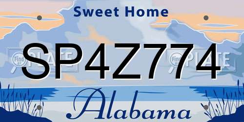 SP4Z774 Alabama License Plate