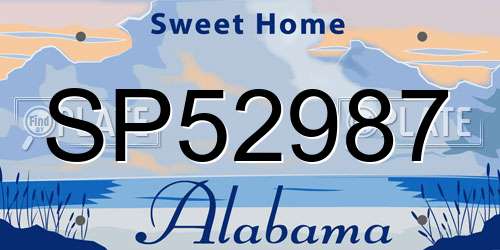 SP52987 Alabama License Plate