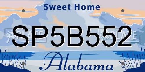 SP5B552 Alabama License Plate
