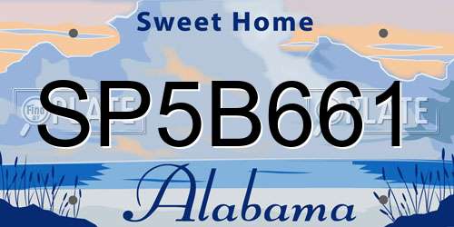 SP5B661 Alabama License Plate