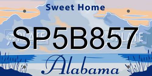 SP5B857 Alabama License Plate
