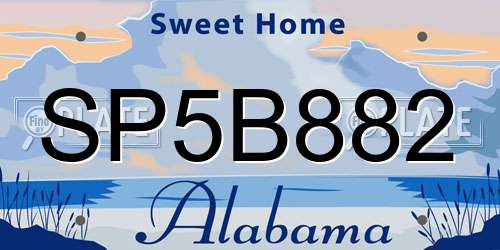 SP5B882 Alabama License Plate