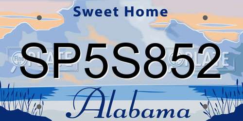 SP5S852 Alabama License Plate