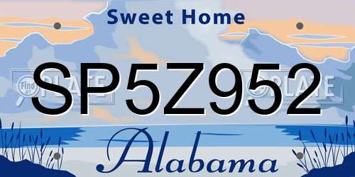 SP5Z952 Alabama License Plate