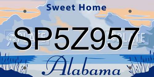 SP5Z957 Alabama License Plate