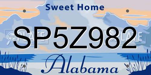 SP5Z982 Alabama License Plate