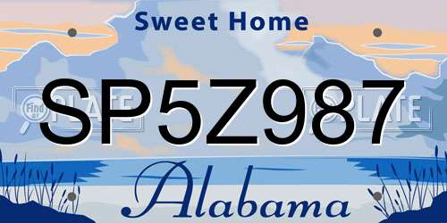 SP5Z987 Alabama License Plate