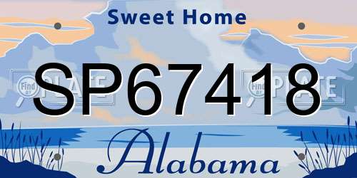 SP67418 Alabama License Plate