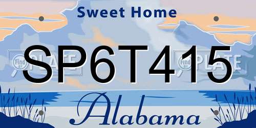 SP6T415 Alabama License Plate
