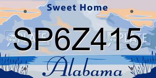 SP6Z415 Alabama License Plate