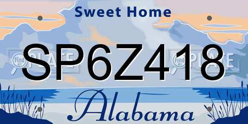 SP6Z418 Alabama License Plate