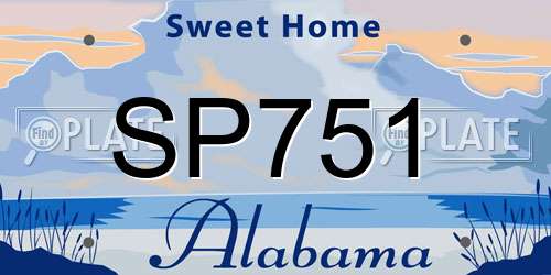 SP751 Alabama License Plate