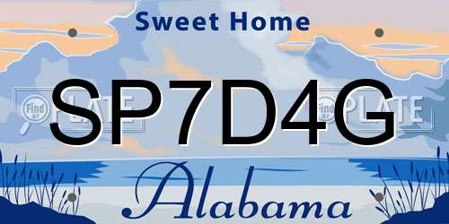 SP7D4G Alabama License Plate