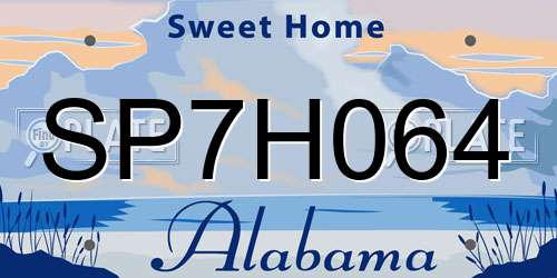 SP7H064 Alabama License Plate