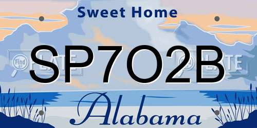 SP7O2B Alabama License Plate