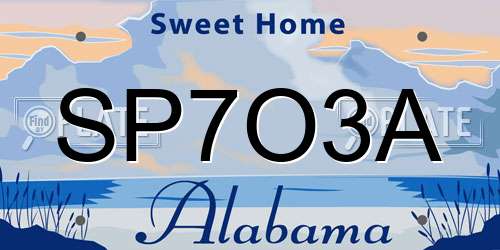 SP7O3A Alabama License Plate