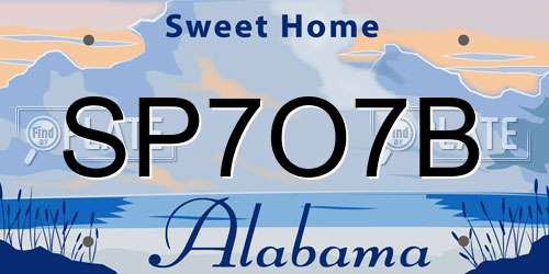 SP7O7B Alabama License Plate
