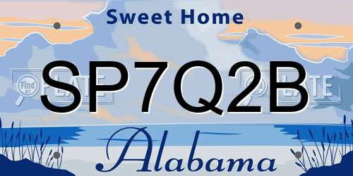 SP7Q2B Alabama License Plate