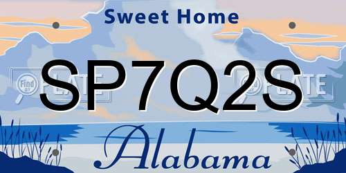 SP7Q2S Alabama License Plate
