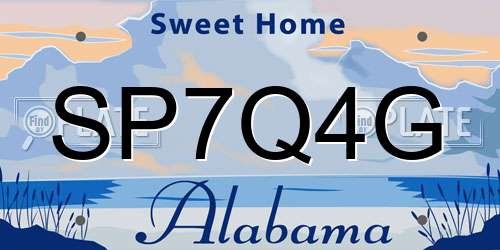 SP7Q4G Alabama License Plate
