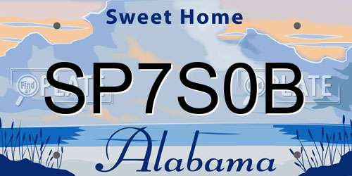 SP7S0B Alabama License Plate