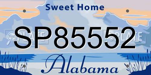 SP85552 Alabama License Plate