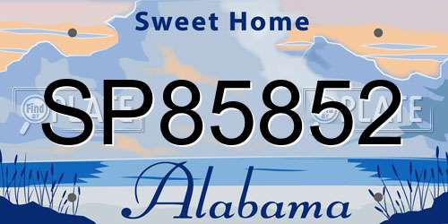 SP85852 Alabama License Plate