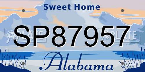 SP87957 Alabama License Plate