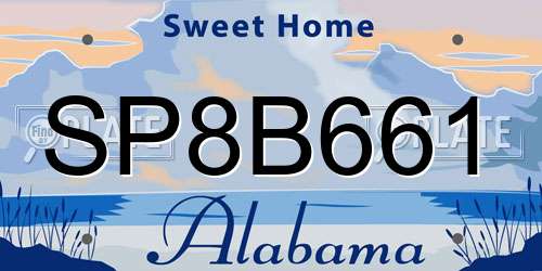 SP8B661 Alabama License Plate