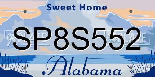 SP8S552 Alabama License Plate