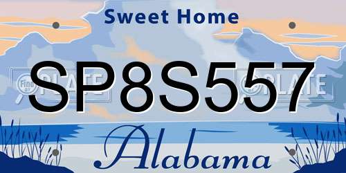 SP8S557 Alabama License Plate