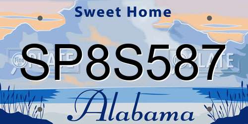SP8S587 Alabama License Plate