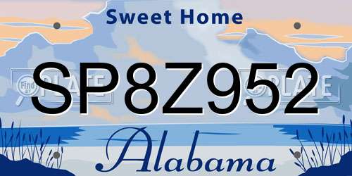 SP8Z952 Alabama License Plate