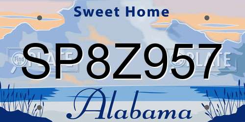 SP8Z957 Alabama License Plate