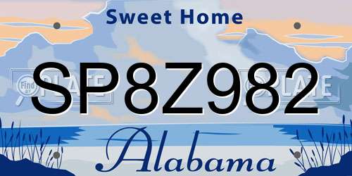 SP8Z982 Alabama License Plate