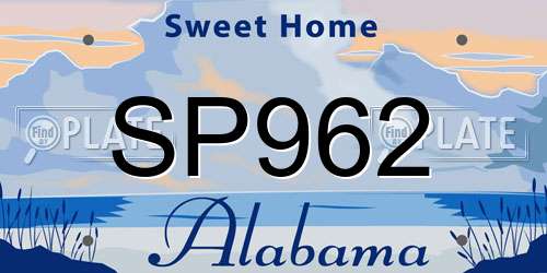 SP962 Alabama License Plate