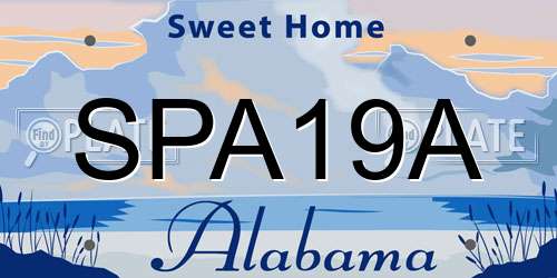 SPA19A Alabama License Plate