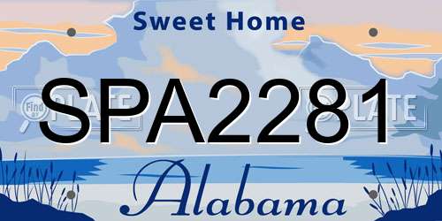 SPA2281 Alabama License Plate