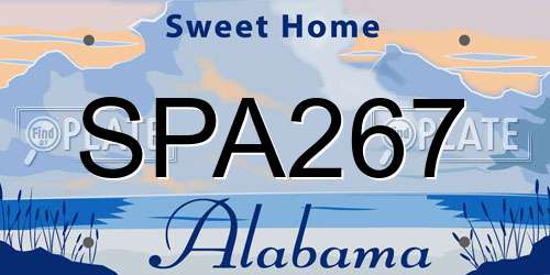 SPA267 Alabama License Plate