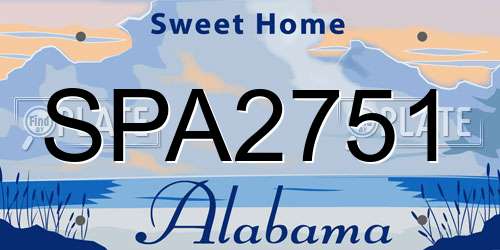 SPA2751 Alabama License Plate