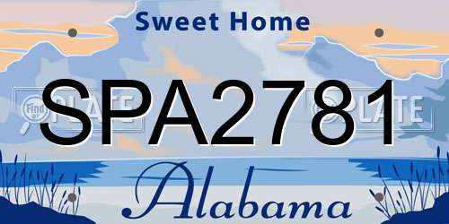 SPA2781 Alabama License Plate