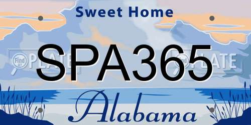 SPA365 Alabama License Plate