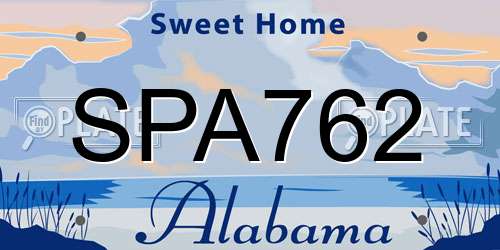 SPA762 Alabama License Plate