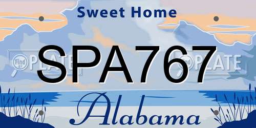 SPA767 Alabama License Plate
