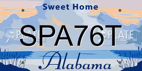 SPA76T Alabama License Plate