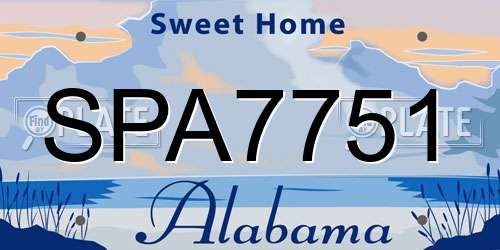 SPA7751 Alabama License Plate