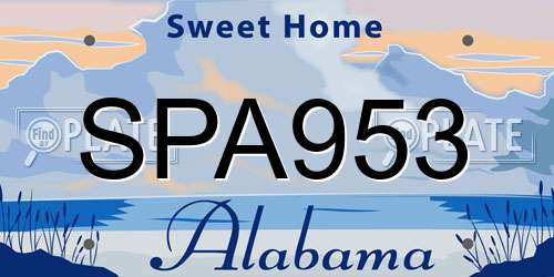 SPA953 Alabama License Plate